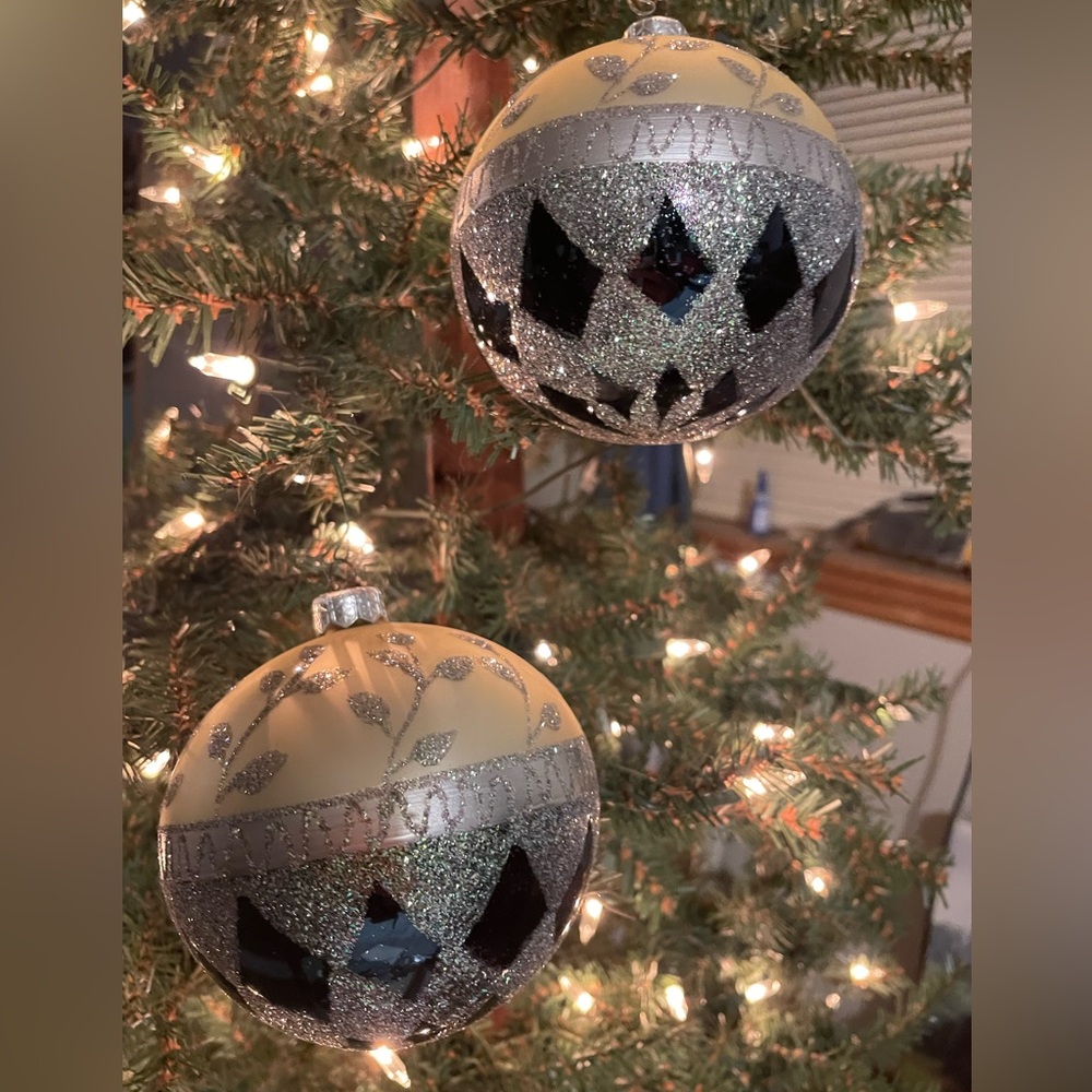 Silver and Black Holiday Ornaments